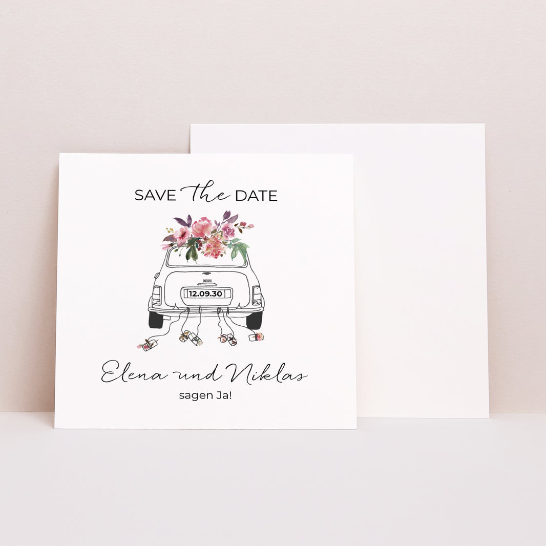 Save the date Karte Hochzeit Quadrat Mini Blümchen foto N° 1