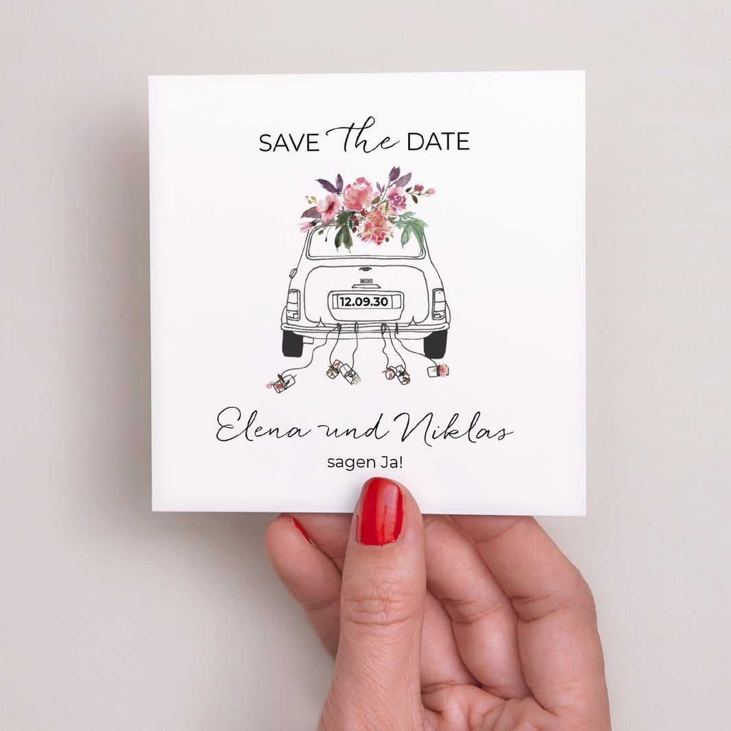 Save the date Karte Hochzeit Quadrat Mini Blümchen foto N° 2