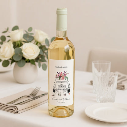 Flaschenetikett Hochzeit Porträt Mini Blümchen foto N° 2