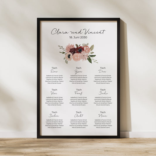 Sitzplan Hochzeit Porträt Blühender Marienkäfer foto