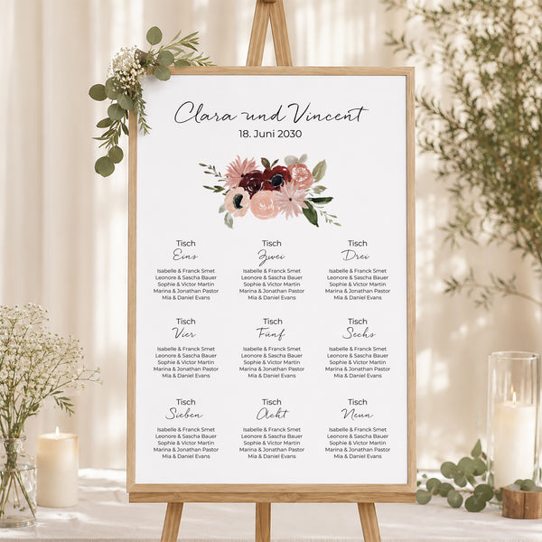 Sitzplan Hochzeit Porträt Blühender Marienkäfer foto