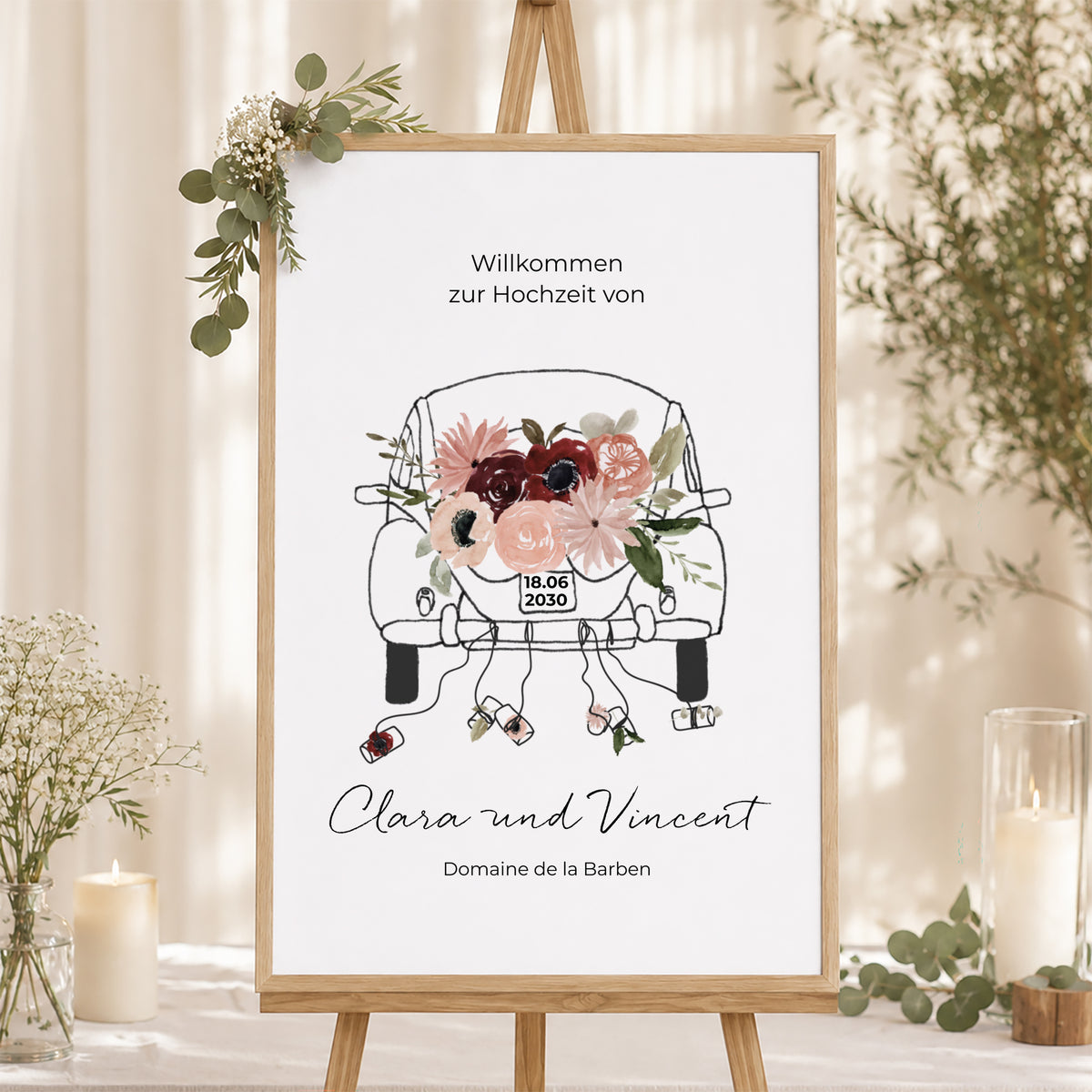 Begrüßungstafel Hochzeit Porträt 60 x 90 cm foto N° 1