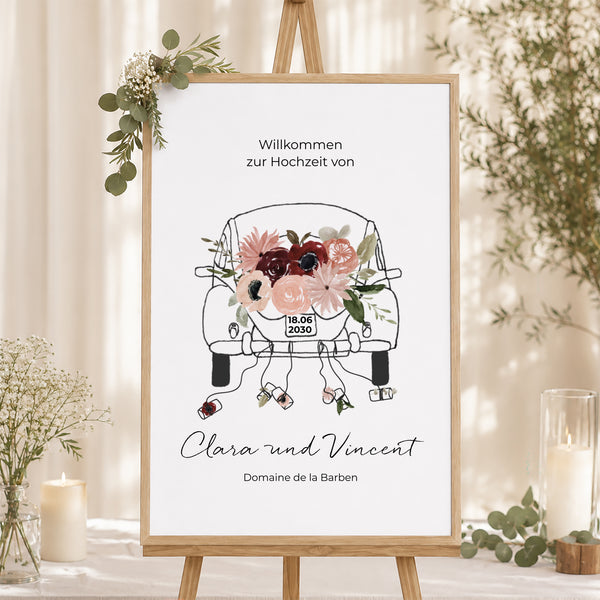 Begrüßungstafel Hochzeit Porträt 60 x 90 cm foto
