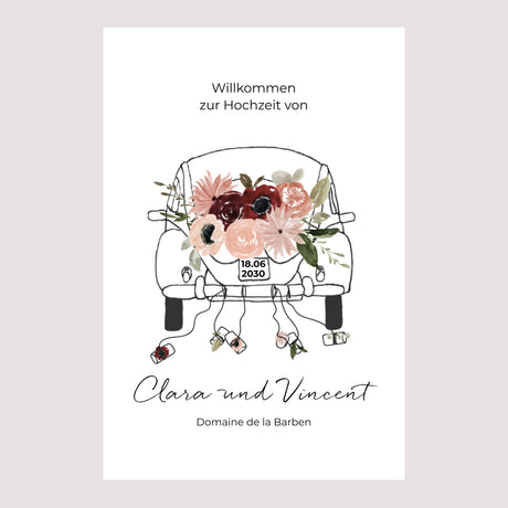 Begrüßungstafel Hochzeit Porträt 60 x 90 cm