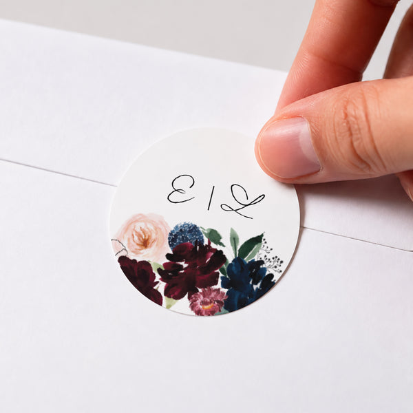 Sticker Hochzeit Rund Blümchen-Kombi foto