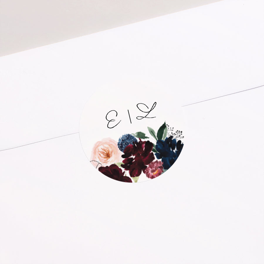 Sticker Hochzeit Rund Blümchen-Kombi foto