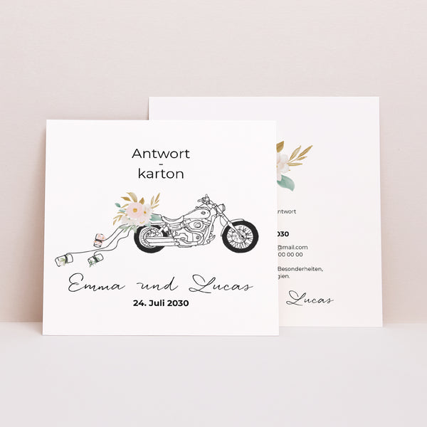 Antwortkarte Hochzeit Quadrat Blumige Harley foto