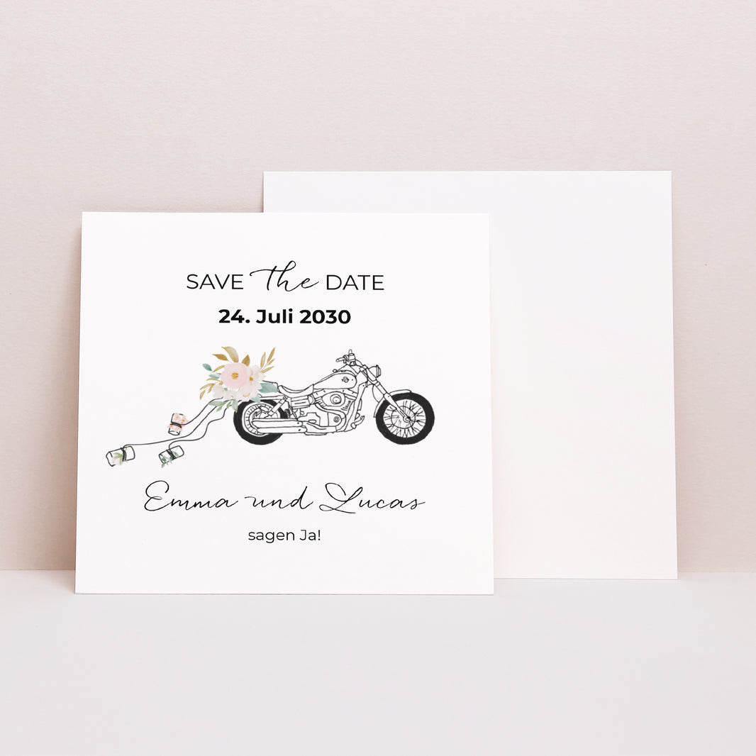 Save the date Karte Hochzeit Quadrat Blumige Harley foto N° 1