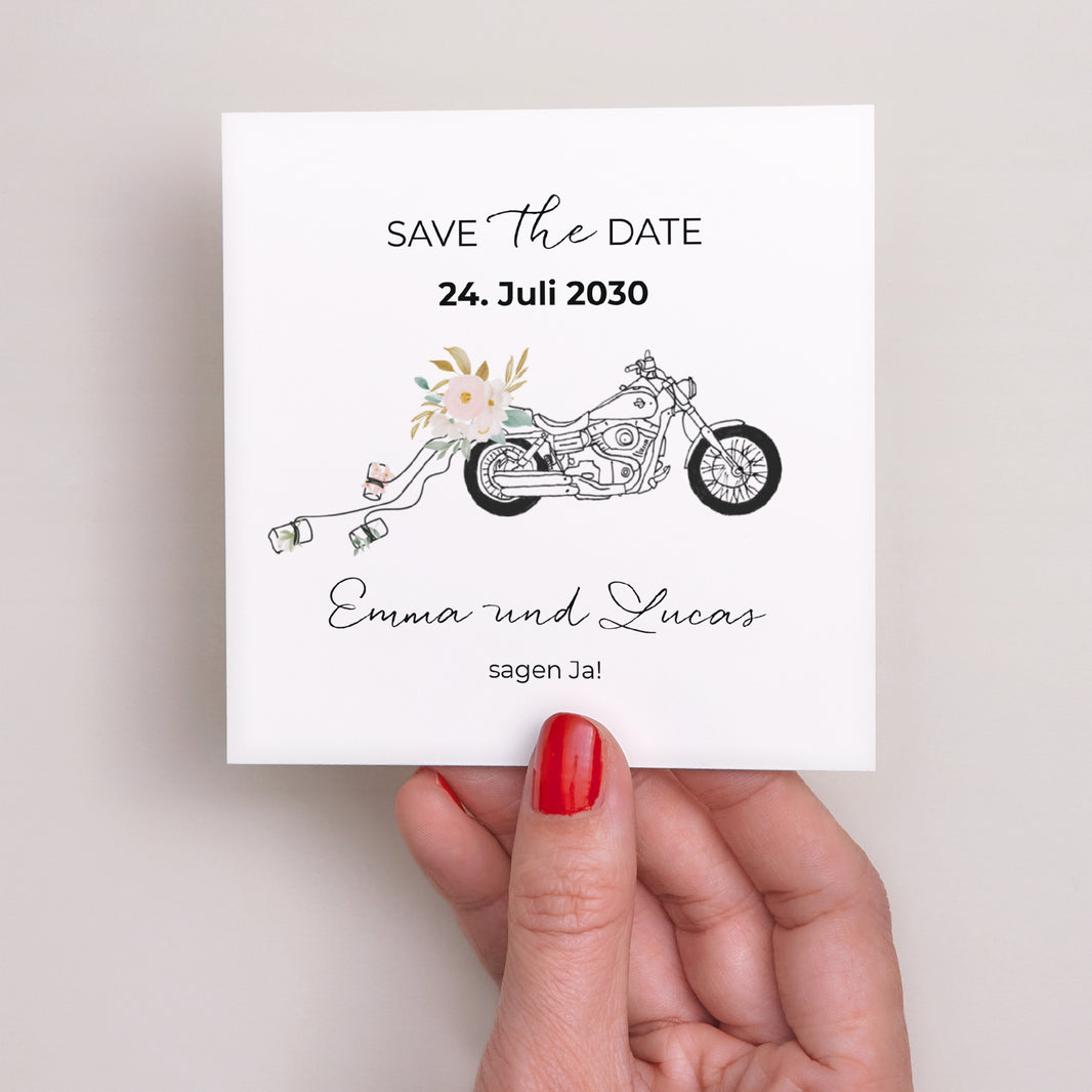 Save the date Karte Hochzeit Quadrat Blumige Harley foto N° 2