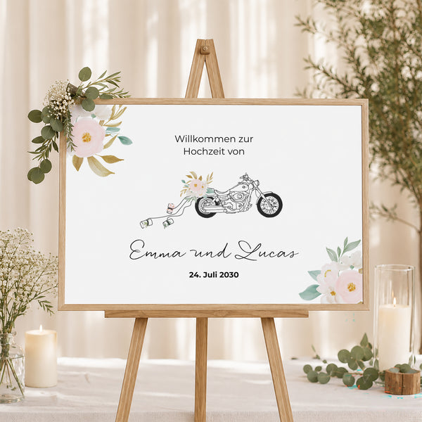 Begrüßungstafel Hochzeit Landschaft 90 x 60 cm Blumige Harley foto