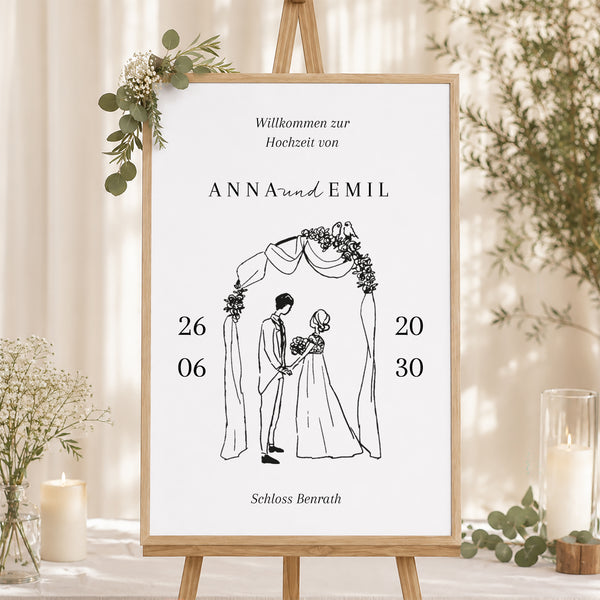 Begrüßungstafel Hochzeit Porträt 60 x 90 cm foto