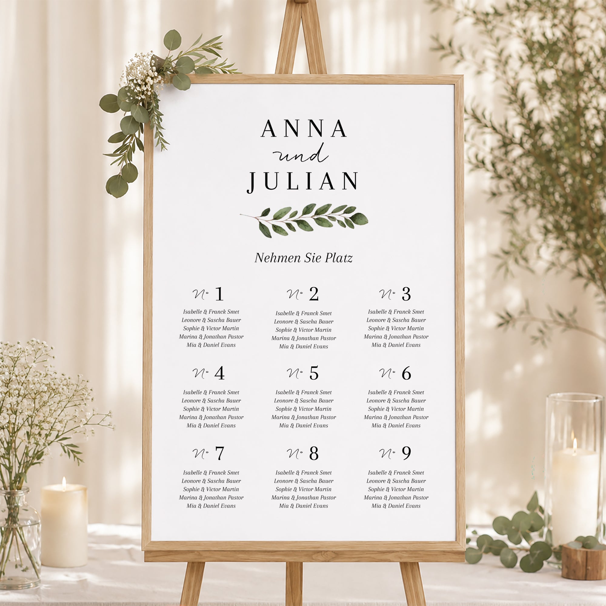 Sitzplan Hochzeit Porträt Frühlingslaub foto N° 1