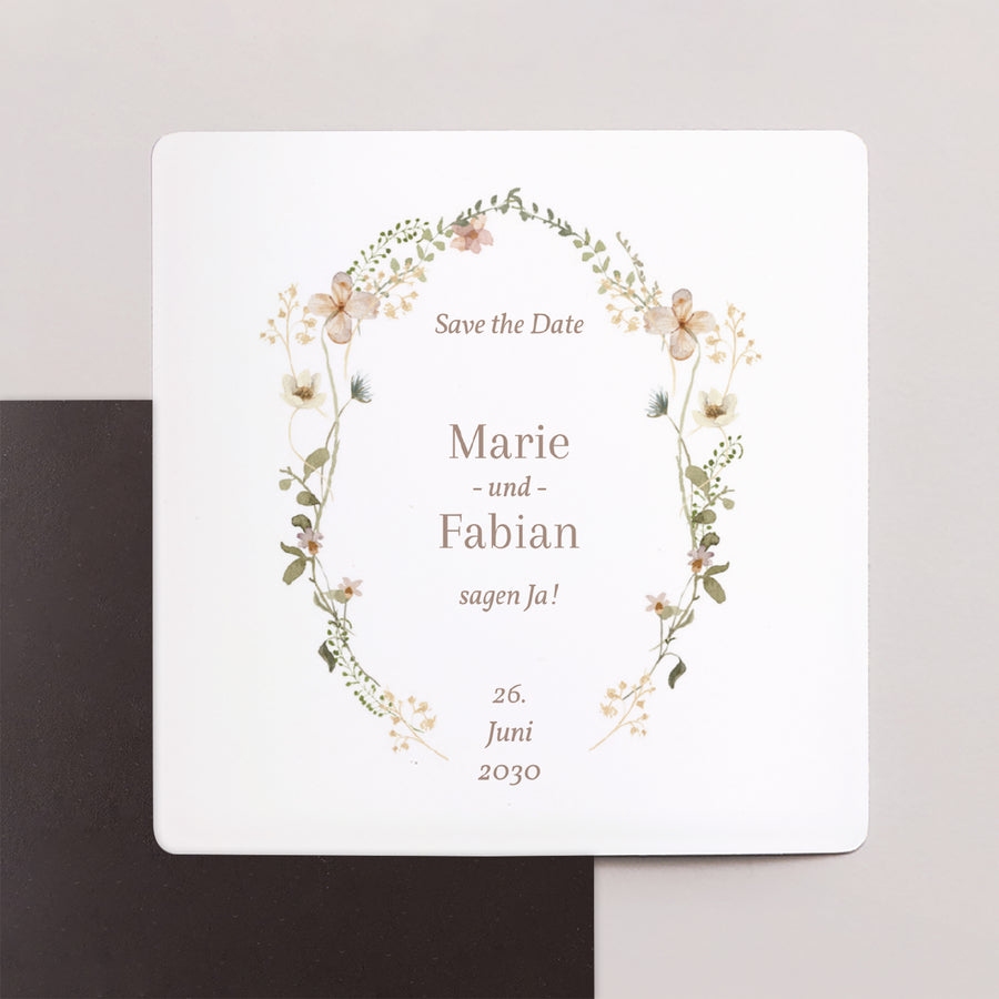 Save the date Karte Hochzeit Satz von 9, magnetisch. Wildblumen III foto