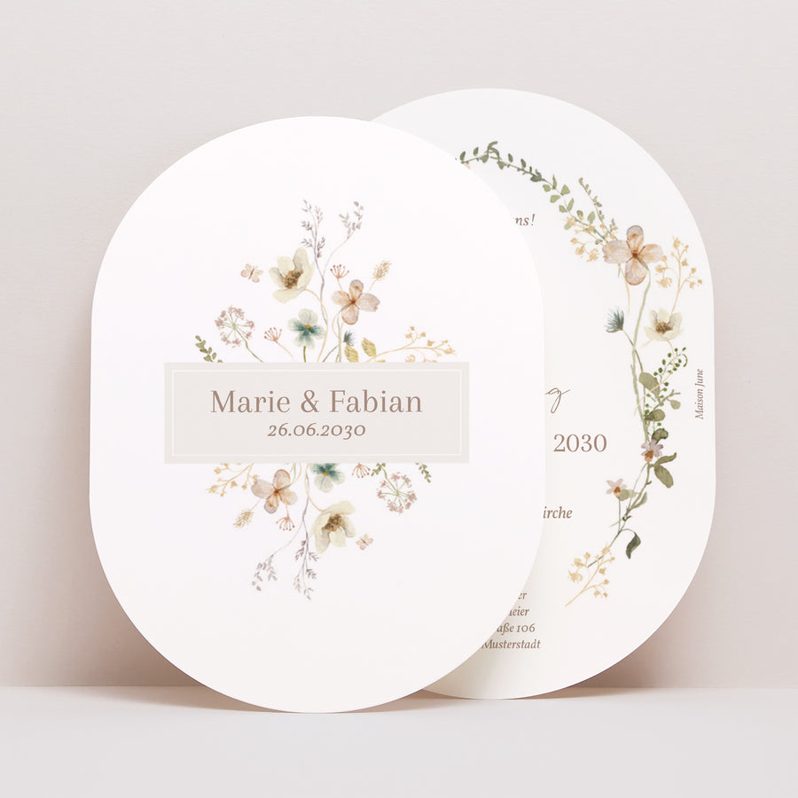 Hochzeitseinladung oval Wildblumen III foto
