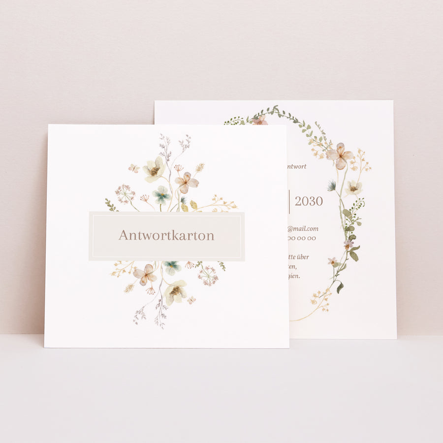 Antwortkarte Hochzeit Quadrat Wildblumen III foto