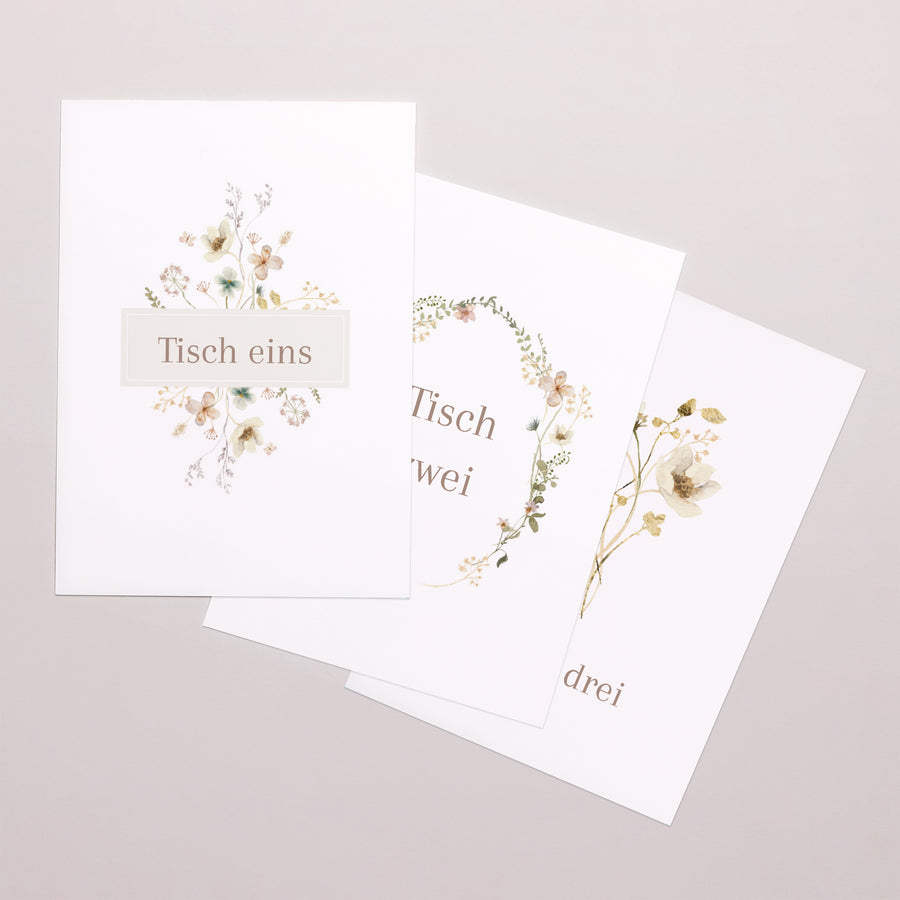 Tischnummern Hochzeit Rechteck Wildblumen III foto