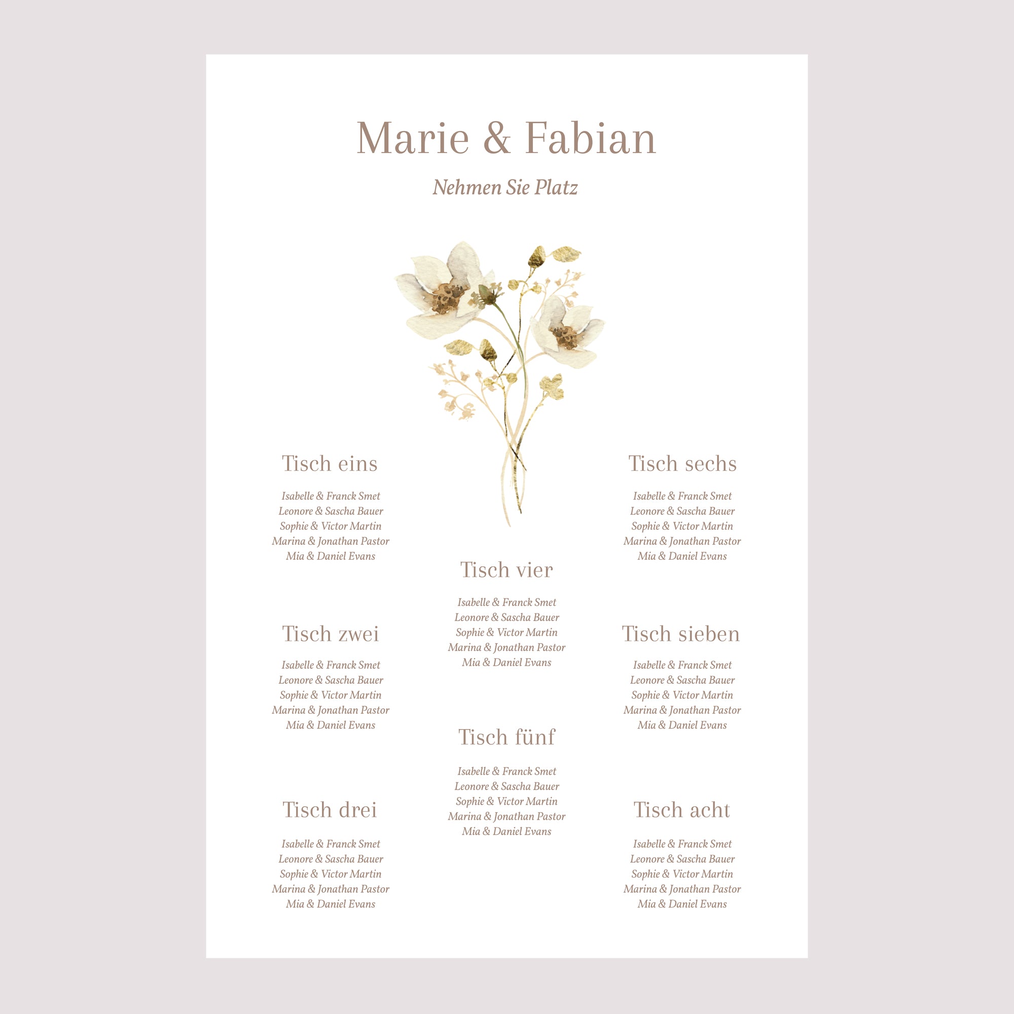 Sitzplan Hochzeit Porträt 60 x 90 cm Wildblumen III foto N° 2
