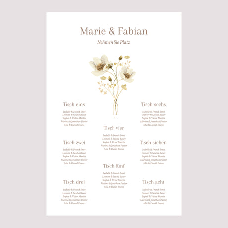 Sitzplan Hochzeit Porträt 60 x 90 cm Wildblumen III
