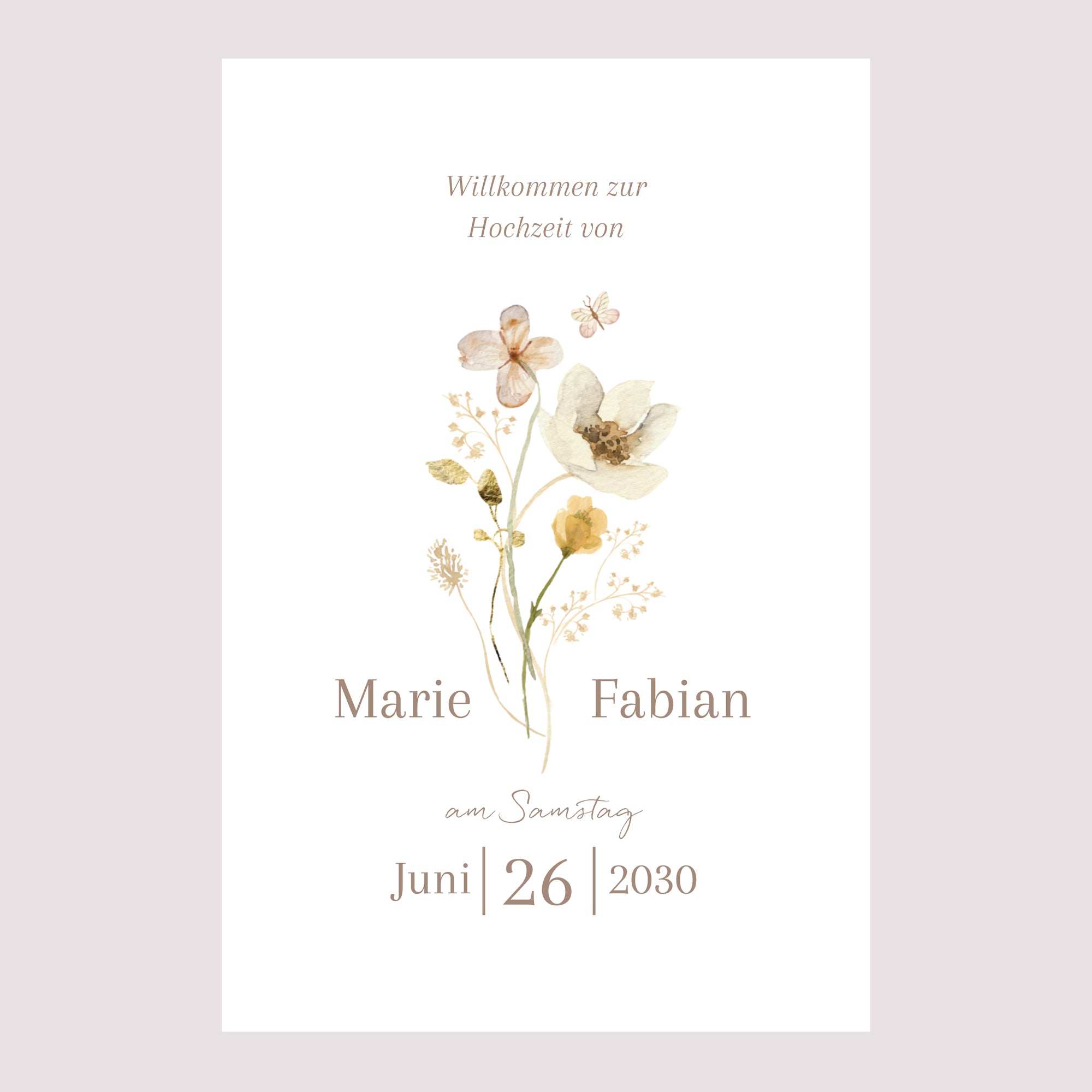 Begrüßungstafel Hochzeit Porträt 60 x 90 cm Wildblumen III foto N° 2