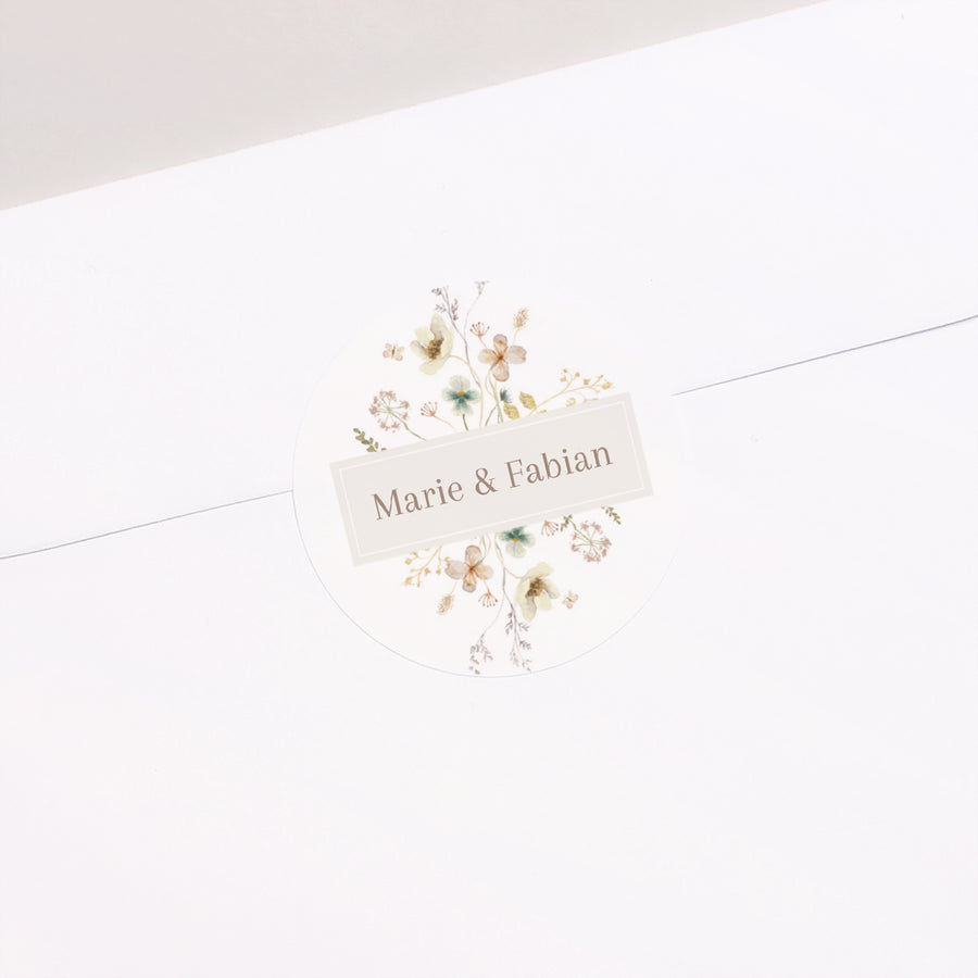 Sticker Hochzeit Rund Wildblumen III foto