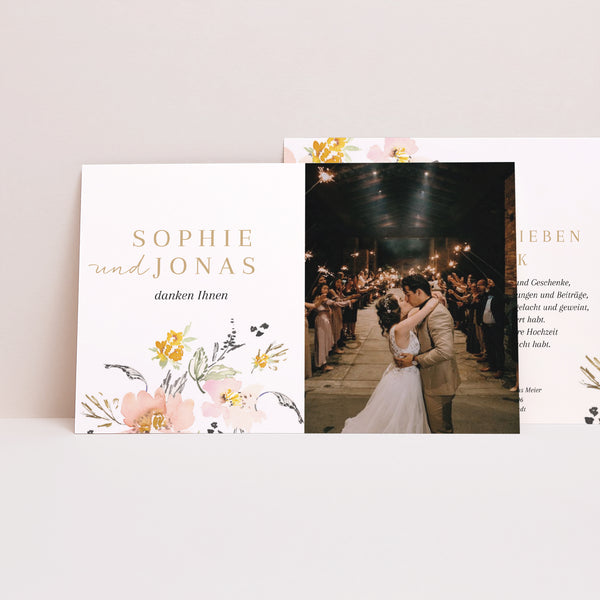 Dankeskarte Hochzeit Landschaft Pop-Blumen foto