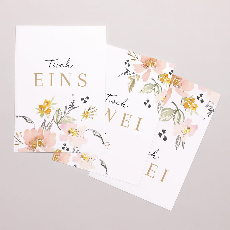 Tischnummern Hochzeit Rechteck Pop-Blumen foto