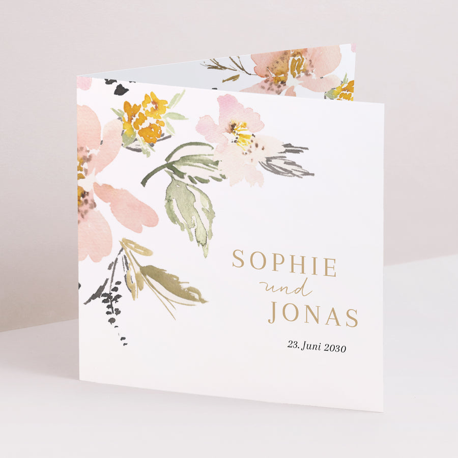 Hochzeitseinladung Doppelflügelfenster Pop-Blumen foto