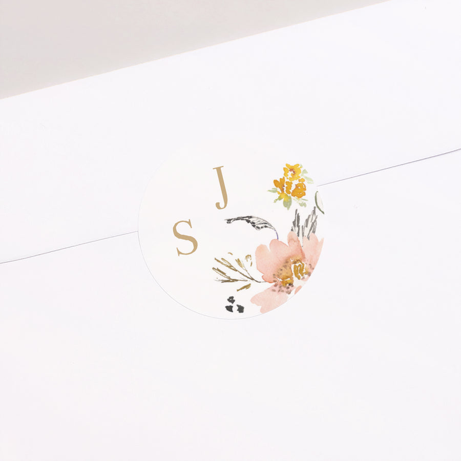 Sticker Hochzeit Rund Pop-Blumen foto