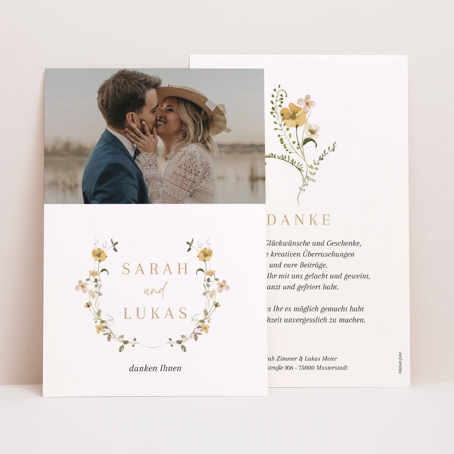 Dankeskarte Hochzeit PortraitPorträt Wildblumen II foto