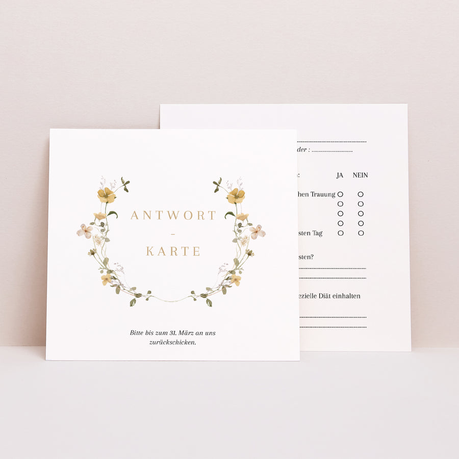 Antwortkarte Hochzeit Quadrat Wildblumen II foto