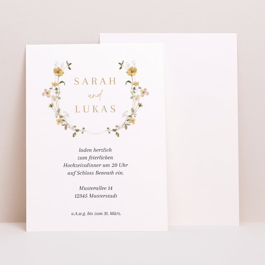 Beilegekarte Hochzeit Porträt Wildblumen II foto