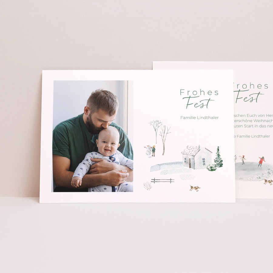 Weihnachtskarte Weihnachten Landschaft Winterchalet foto