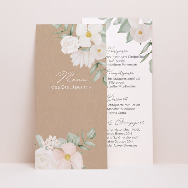 Menükarte Hochzeit Panoramatisches Porträt Romantik II foto