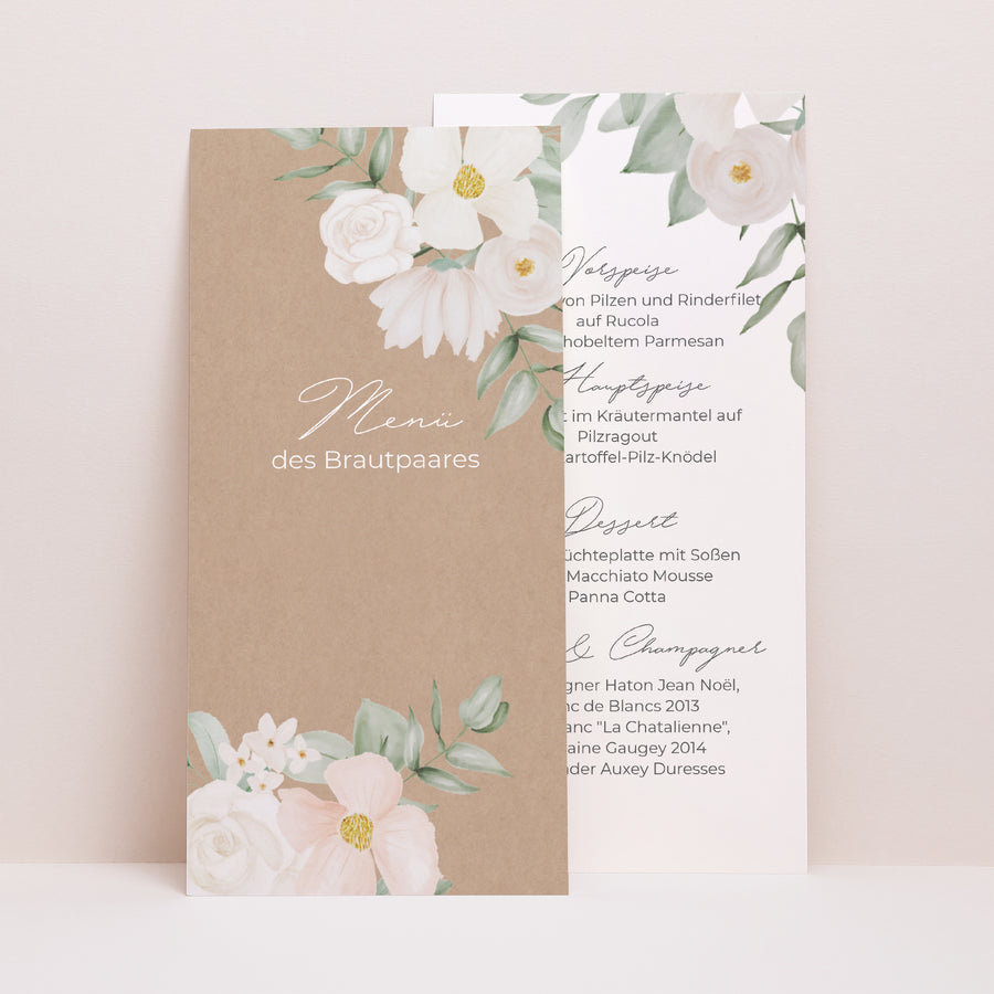 Menükarte Hochzeit Panoramatisches Porträt Romantik II foto
