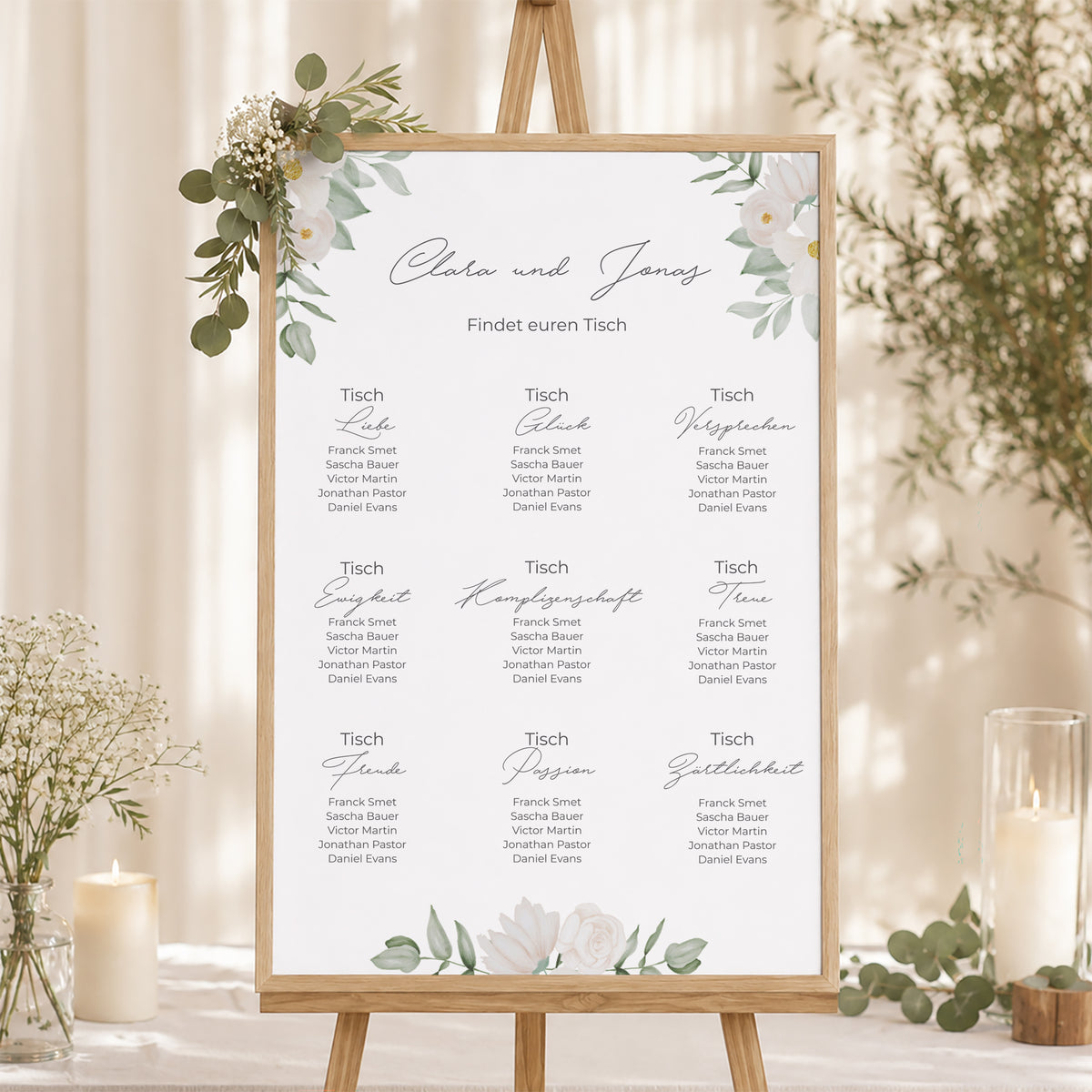 Sitzplan Hochzeit Porträt 60 x 90 cm Romantik II foto N° 1
