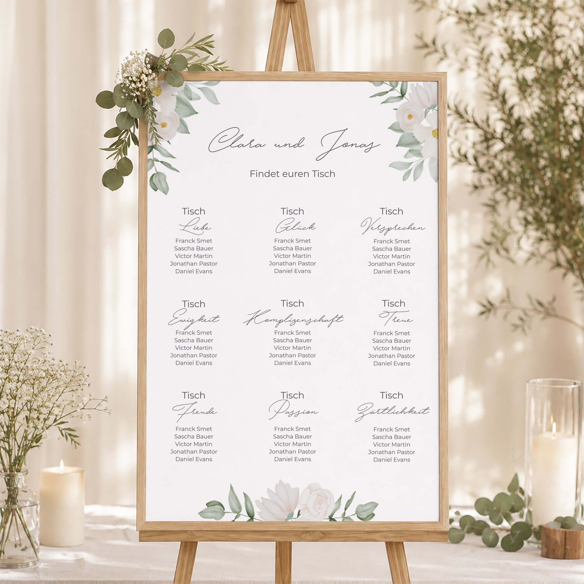 Sitzplan Hochzeit Porträt 60 x 90 cm Romantik II foto N° 1