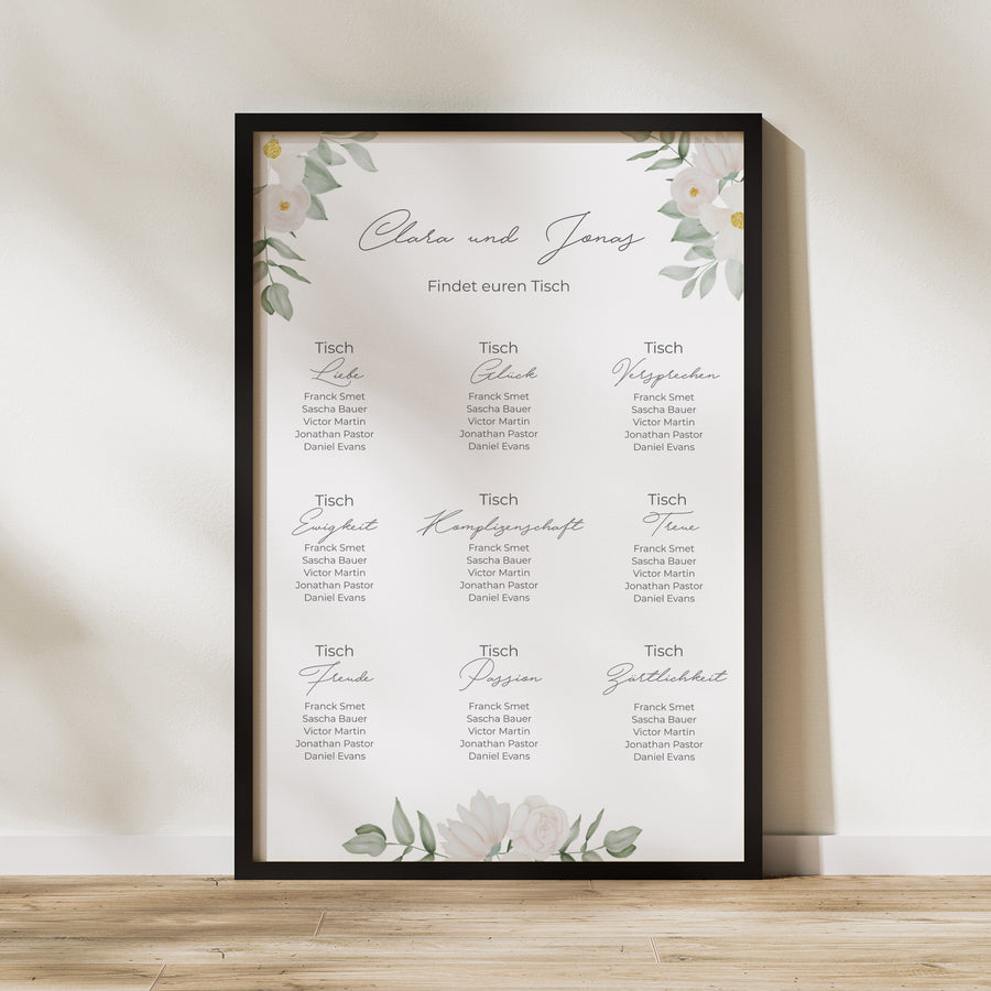 Sitzplan Hochzeit Porträt 60 x 90 cm Romantik II foto