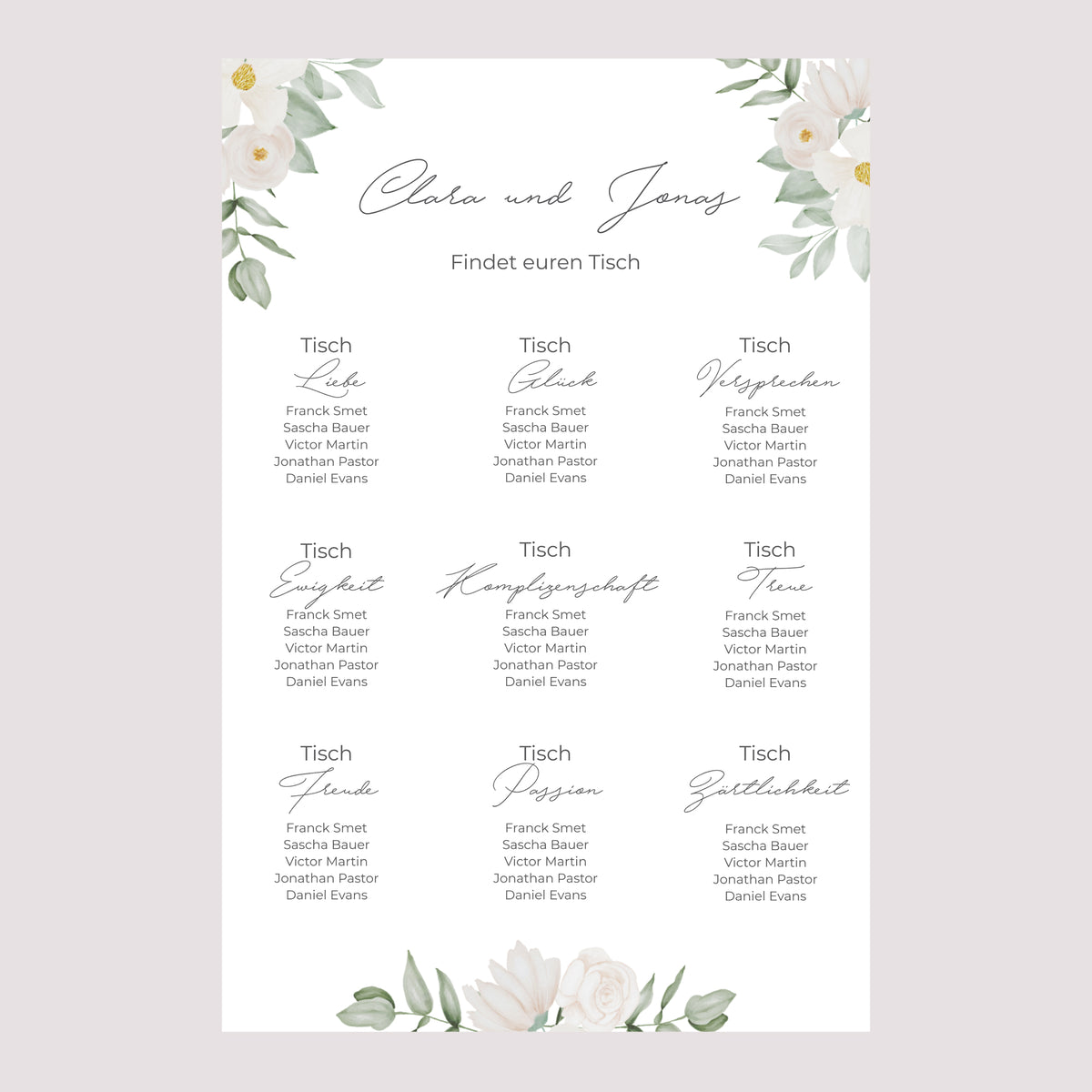 Sitzplan Hochzeit Porträt 60 x 90 cm Romantik II foto N° 2