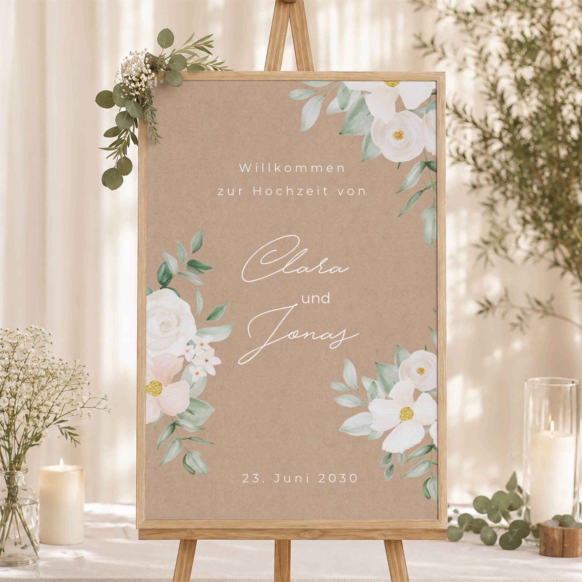 Begrüßungstafel Hochzeit Porträt 60 x 90 cm Romantik II foto N° 1