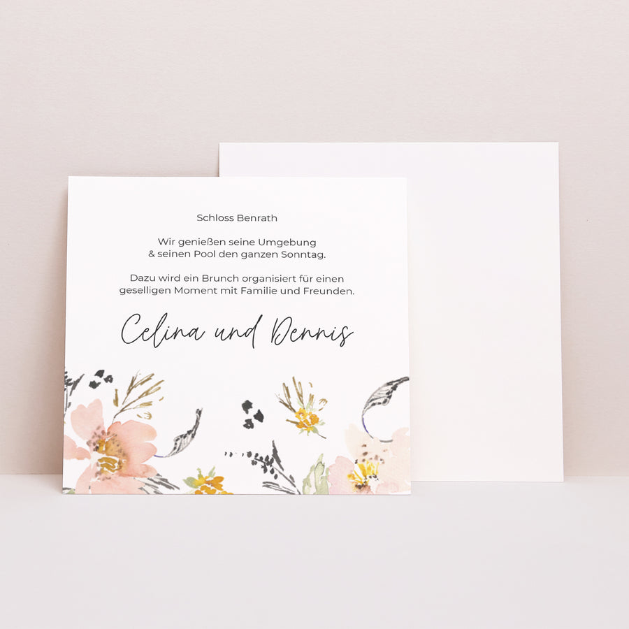 Beilegekarte Hochzeit Quadrat Blumen Pop II foto