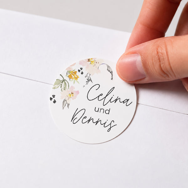 Sticker Hochzeit Rund Blumen Pop II foto