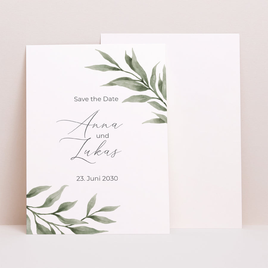 Save the date Karte Hochzeit Porträt Pflanzenparade foto