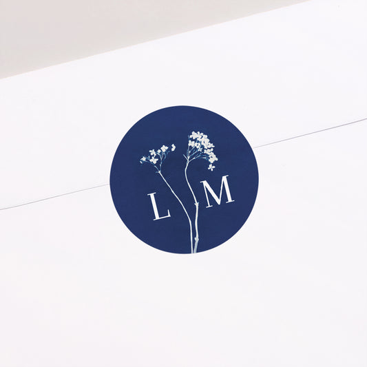 Sticker Hochzeit Rund Cyanotypie foto