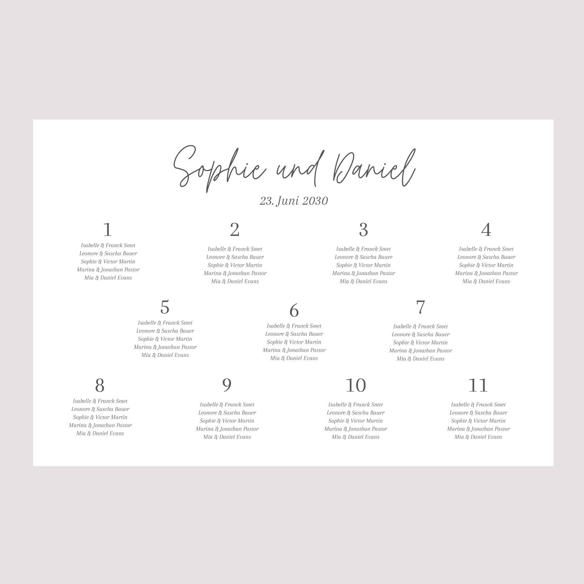 Sitzplan Hochzeit Landschaft 90 x 60 cm Shakespeare II foto N° 2