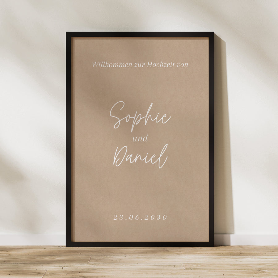 Begrüßungstafel Hochzeit Porträt 60 x 90 cm Shakespeare II foto