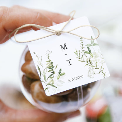 Geschenkbox Hochzeit Kugel mit quadratischem Etikett Seralin foto N° 1