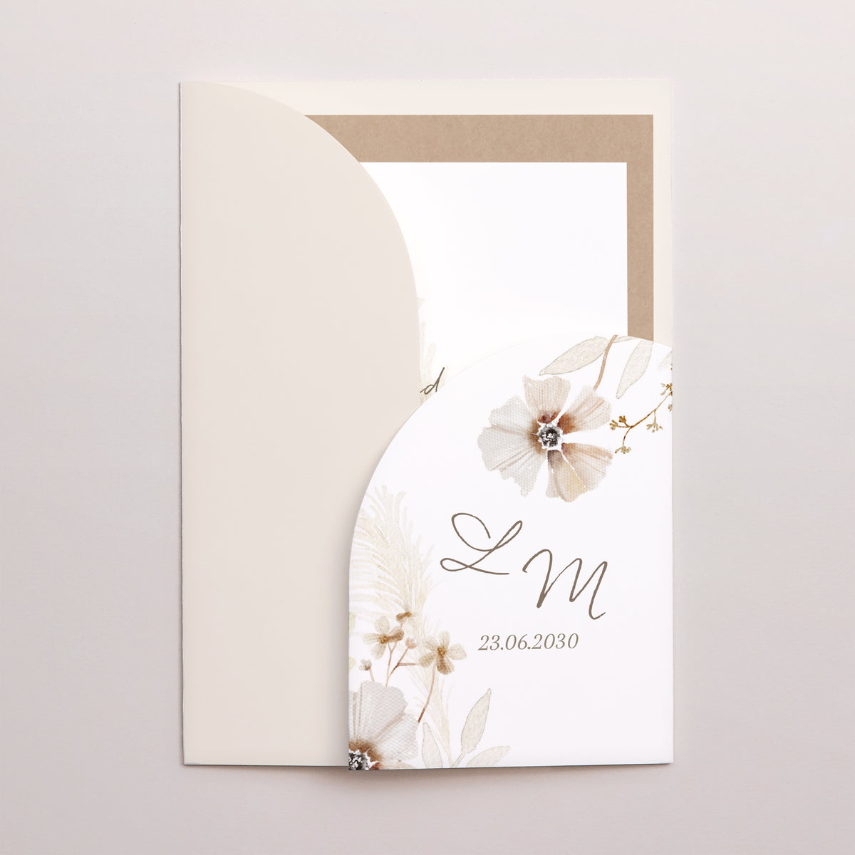 Hochzeitseinladung Hülle für 2 Karten Kamelie foto