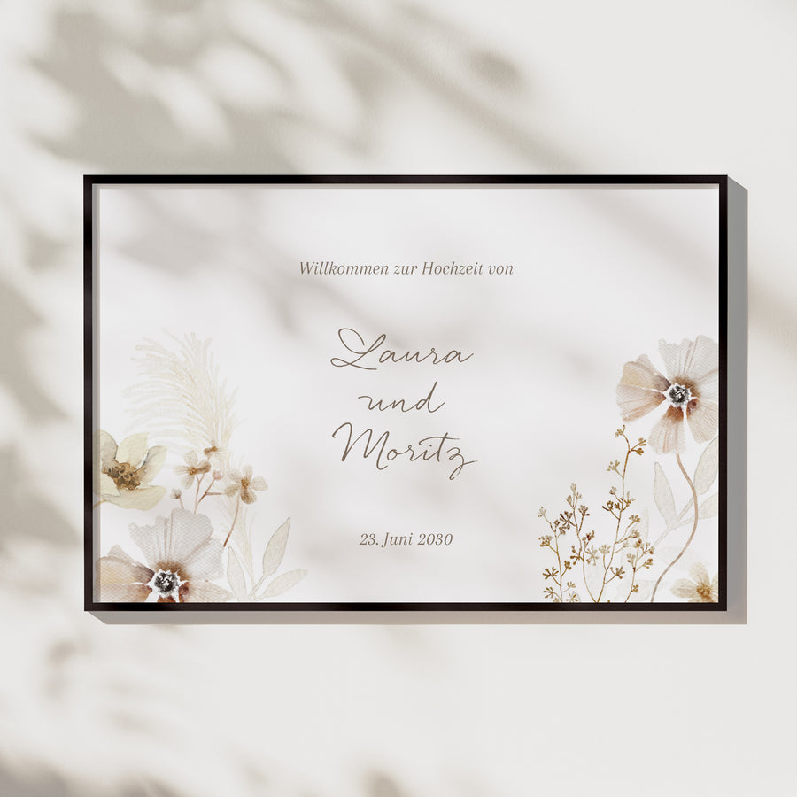 Begrüßungstafel Hochzeit Landschaft 90 x 60 cm Kamelie foto