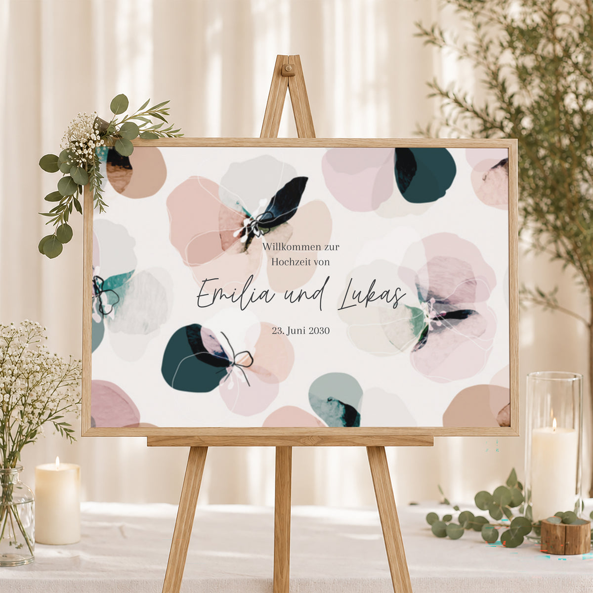 Begrüßungstafel Hochzeit Landschaft 90 x 60 cm foto N° 1
