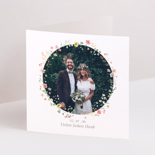 Dankeskarte Hochzeit Doppelflügiges Quadrat foto